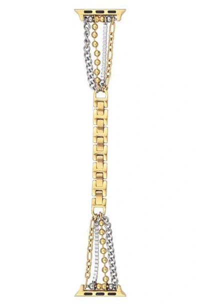 The Posh Tech Leo Mixed Chain Stainless Steel Apple Watch® Bracelet Watchband In Gold/silver