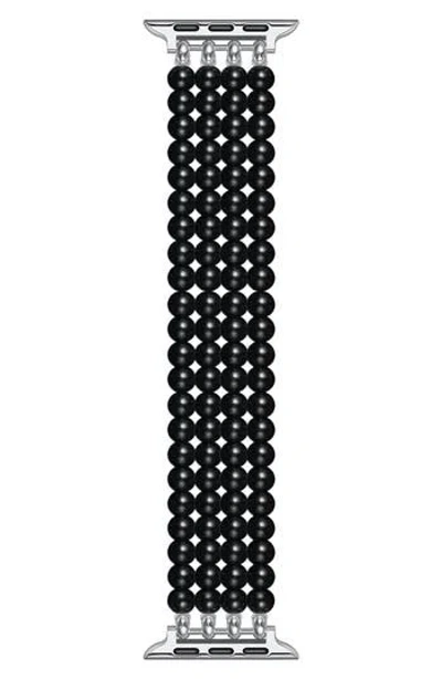 The Posh Tech Liz Imitation Pearl Apple Watch® Bracelet Watchband In Black