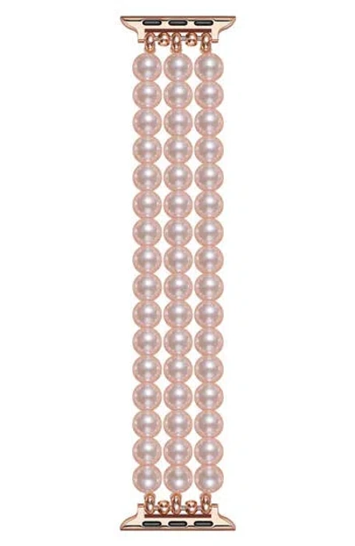 The Posh Tech Liz Imitation Pearl Apple Watch® Bracelet Watchband In Rose Gold