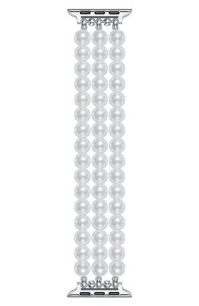 The Posh Tech Liz Imitation Pearl Apple Watch® Bracelet Watchband In White