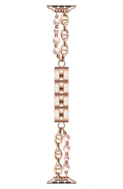 The Posh Tech Luna Imitation Pearl Apple Watch® Watchband, 42mm In Rose Gold
