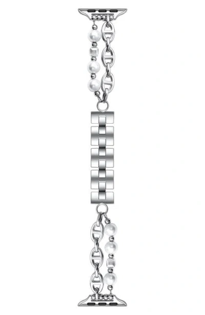 The Posh Tech Luna Imitation Pearl Apple Watch® Watchband, 42mm In Silver