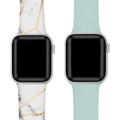 The Posh Tech Marble Print & Solid Silicone Apple Watch Band In Multi