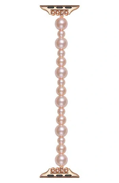 The Posh Tech Mauve Imitation Pearl Apple Watch® Bracelet Watchband In Rose Gold
