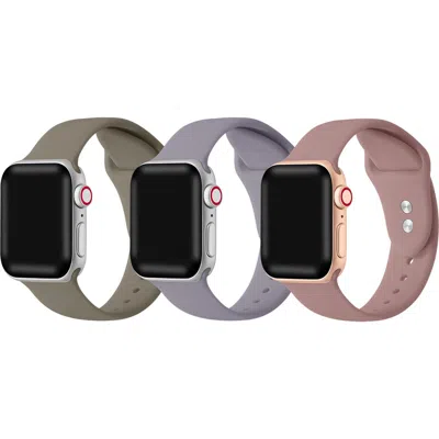 The Posh Tech Pack Of 3 Silicone Watch Bands In Mocha/rose/lilac