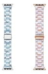 The Posh Tech Set Of 2 Apple Watch Bands In Blue/blush Tortoise