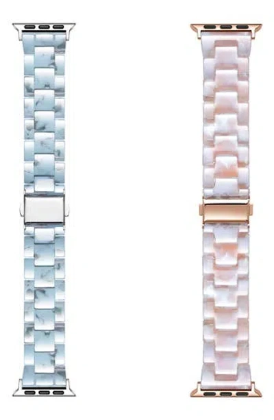 The Posh Tech Set Of 2 Apple Watch Bands In Blue/blush Tortoise