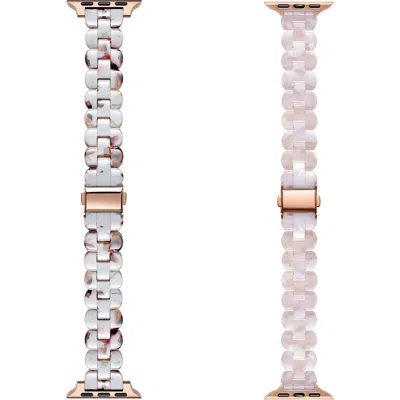The Posh Tech Set Of 2 Apple Watch Bands In Ivory/blush Tortoise