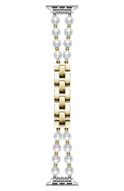 The Posh Tech Sheridan Faux Pearl Apple Watch® Watchband In Gold