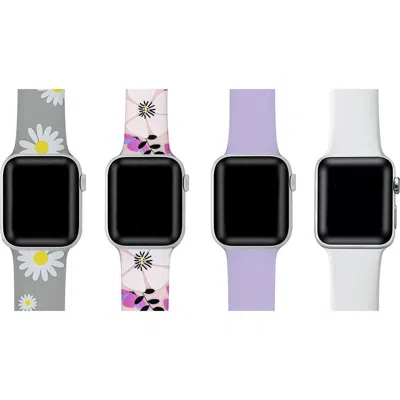 The Posh Tech Silicone Apple Watch Band In Grey/purple/white