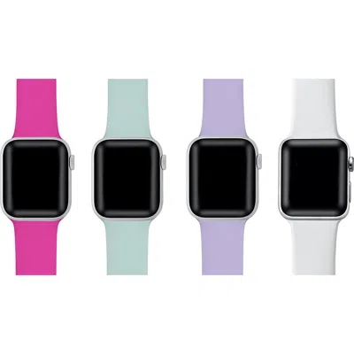 The Posh Tech Silicone Apple Watch Band In Pink/seafoam/lavender