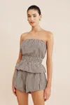 The Posse Aurelia Strapless Top In Gingham