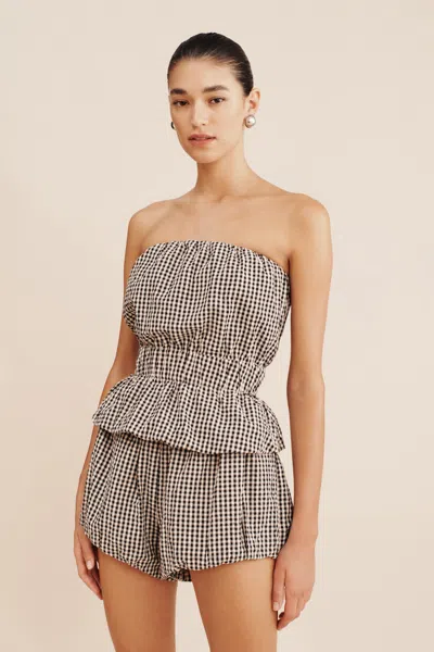 The Posse Aurelia Strapless Top In Gingham
