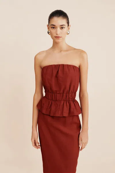 The Posse Aurelia Strapless Top In Merlot