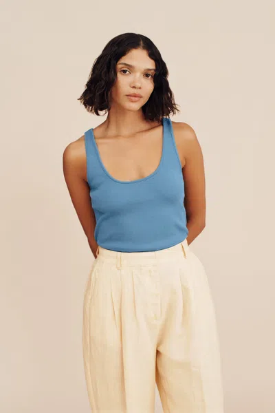 The Posse Axel Scoop Tank In Blue