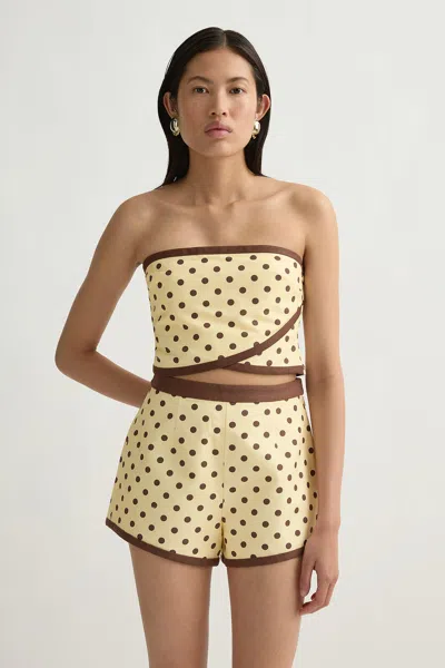 The Posse Bowie Strapless Top In Yellow