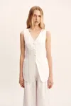 The Posse Lorenzo Tailored Vest In Ivory