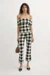 Posse Pippa Checked Off-shoulder Top