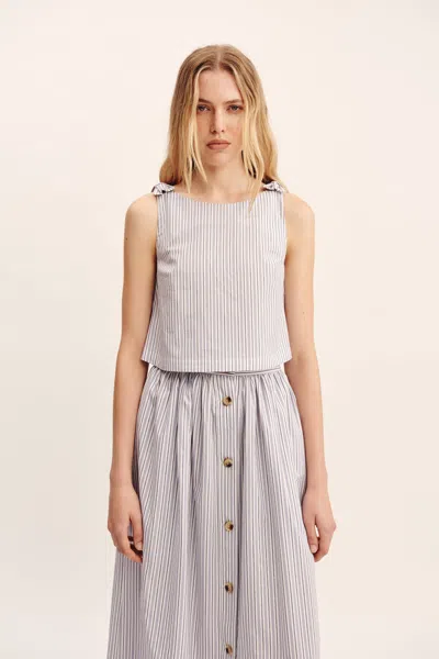 The Posse Romeo Top In Blue Stripe