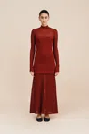 The Posse Romy High Neck Dress In Chilli