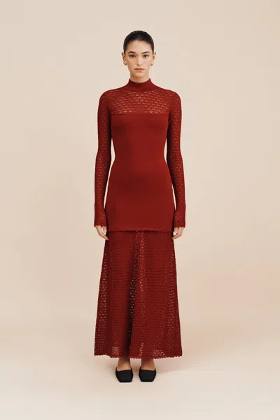 The Posse Romy High Neck Dress In Chilli