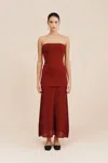 The Posse Romy Strapless Dress In Chilli