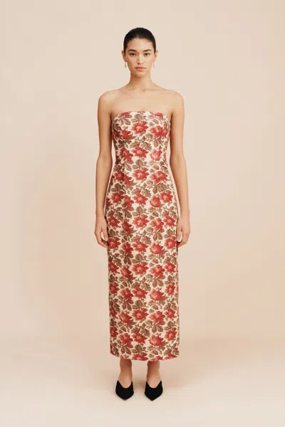 The Posse Rosalie Strapless Dress In Rose Bud