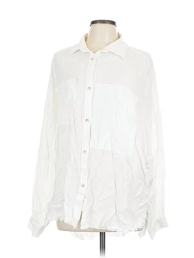 Pre-owned The Post Long Sleeve Button Down Shirt In White