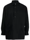 The Power For The People Button Placket Long-sleeve Shirt In Black