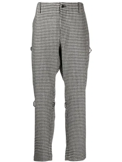 The Power For The People Houndstooth Rear-zip Tapered Trousers In Grey