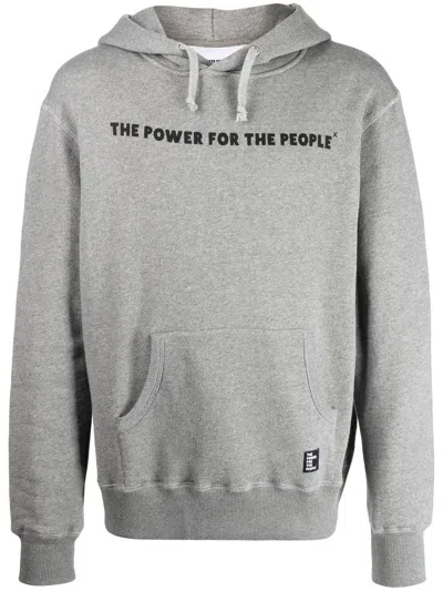 The Power For The People Logo-print Detail Hoodie In Gray