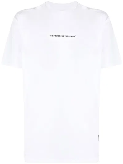 The Power For The People Logo Print Short-sleeve T-shirt In White