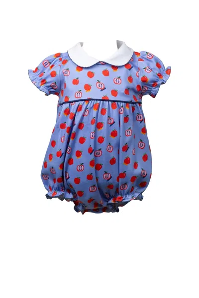 The Proper Peony Kids' Baby Girl's School Apples Bubble One Piece In Blue/red
