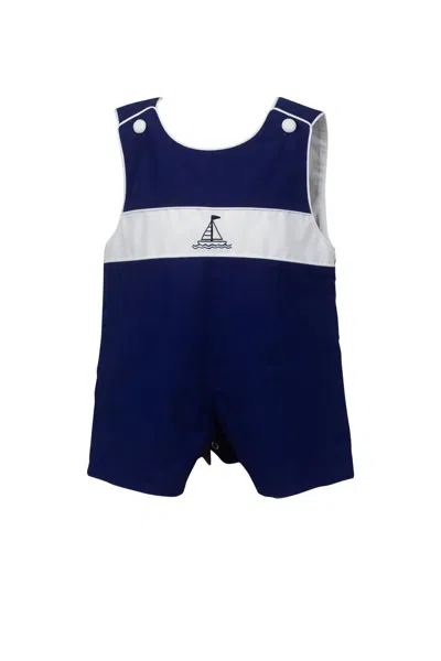 The Proper Peony Kids' Boy's Jon Jon Bailey Sailboat Romper In Navy In Multi
