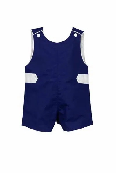 The Proper Peony Kids' Boy's Jon Jon Francois Dotted Romper In Navy In Blue