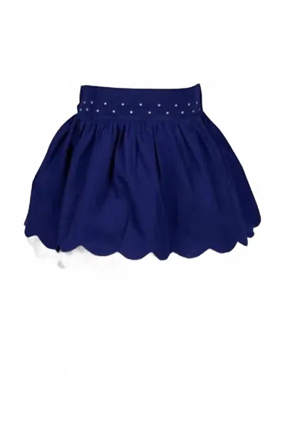 The Proper Peony Kids' Girl's Francois Dotted Skirt In Navy In Multi