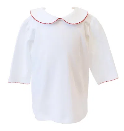 The Proper Peony Kids' Girl's Knit 3/4 Shirt In White/red
