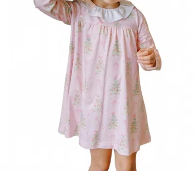 The Proper Peony Kids' Girl's Tinsel Long Sleeve Dress In Pink In Animal Print