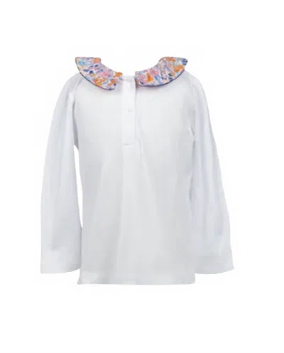 The Proper Peony Kids' Girls' Pansy Floral Shirt In White Multi