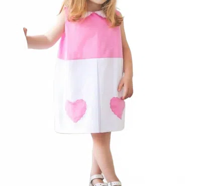 The Proper Peony Kids' Valentine Heart Dress In Pink/white In Multi