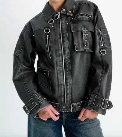 The Ragged Priest Ace Faux Leather Jacket In Black