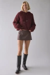 The Ragged Priest Arctic Brushed Knit Hoodie Sweater In Maroon, Women's At Urban Outfitters In Burgundy