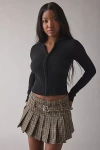 The Ragged Priest Belted Plaid Pleated Mini Skirt In Brown, Women's At Urban Outfitters In Brown