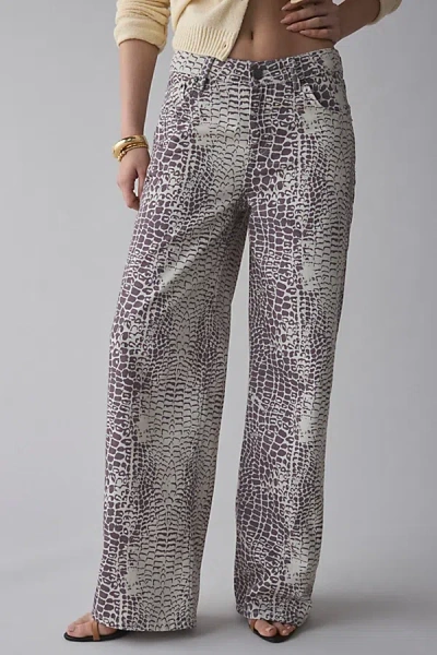 The Ragged Priest Bite Printed Wide-leg Jean In Croc Print, Women's At Urban Outfitters