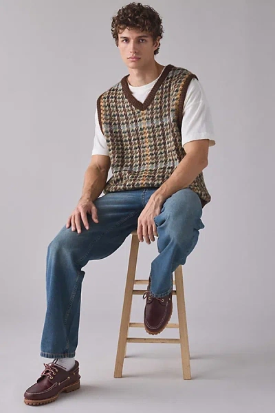 The Ragged Priest Club Knit Sweater Vest In Brown, Men's At Urban Outfitters In Multi