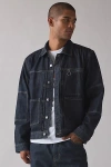 The Ragged Priest Control Denim Jacket In Dark Blue, Men's At Urban Outfitters In Blue