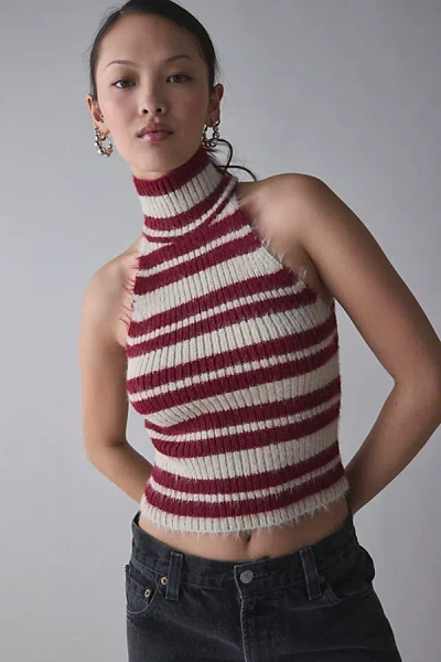 The Ragged Priest Drum High-neck Sweater Vest Top In Ecru/red, Women's At Urban Outfitters