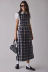 The Ragged Priest Memo Check Pinafore Midi Dress In Grey, Women's At Urban Outfitters In Gray