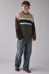 The Ragged Priest Patched Knit Crew Neck Sweater In Green, Men's At Urban Outfitters In Multi