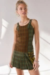 The Ragged Priest Viv Tartan Pleated Mini Dress In Plaid, Women's At Urban Outfitters
